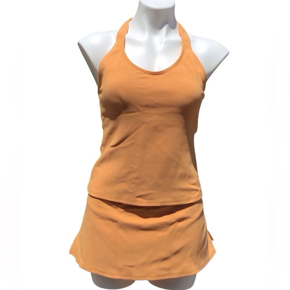 Land’s End 2-Piece Swimsuit Bikini Halter Top And Swim Skirt Set Vintage Size 14
